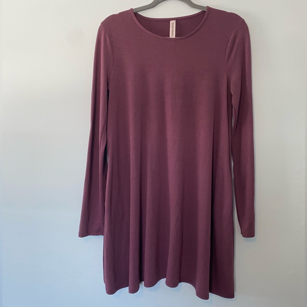 Zenana Premium Purple Shift Dress with Pockets
